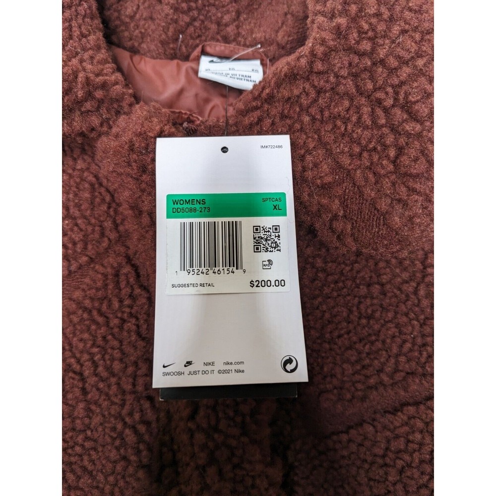 Nike Sporstswear Icon Clash Womens XL Long Sherpa Coat Jacket Loose Fit $200 NWT - Picture 5 of 7